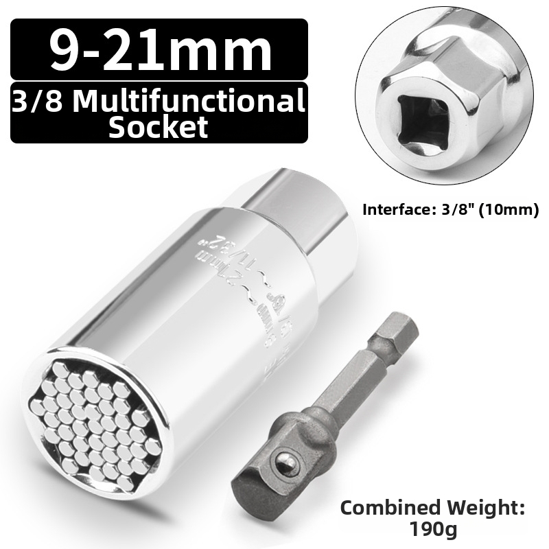 Kromirani univerzalni socket ključ, krom-vanadij čelik, metrički i inčni, 7–19 mm