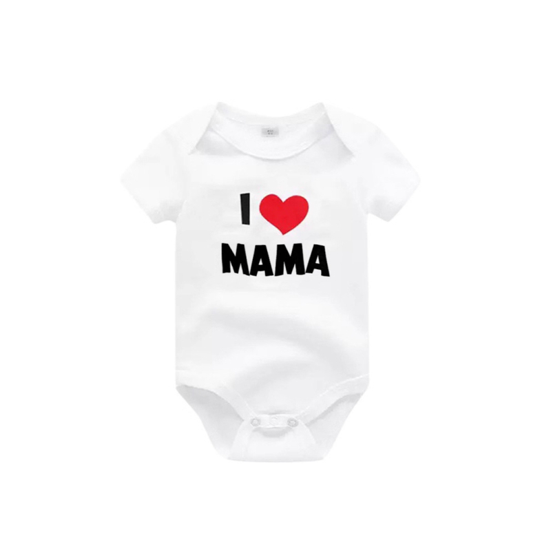 Salopetă pentru nou-născuți din bumbac 100% cu imprimeu, Clasa A, unisex, mâneci scurte, model potrivire părinte-copil cu inimă