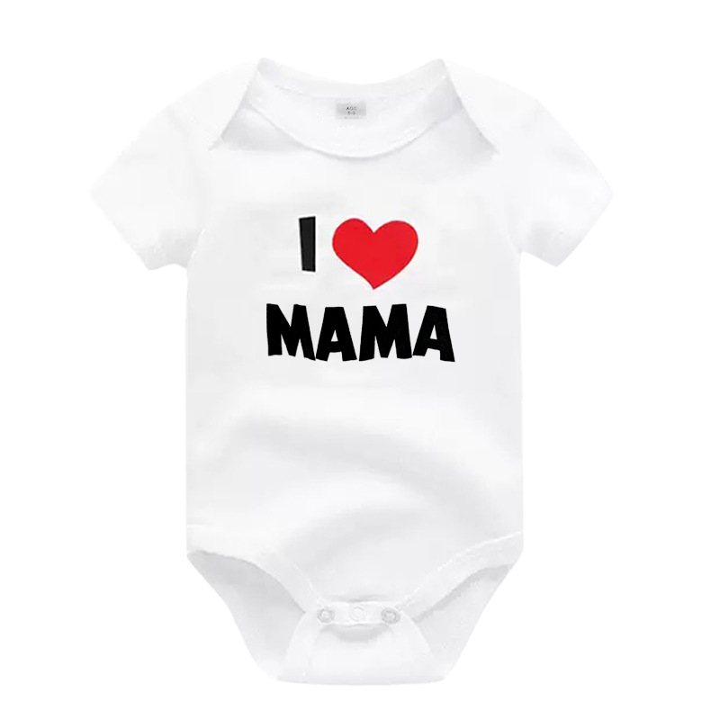 Salopetă pentru nou-născuți din bumbac 100% cu imprimeu, Clasa A, unisex, mâneci scurte, model potrivire părinte-copil cu inimă