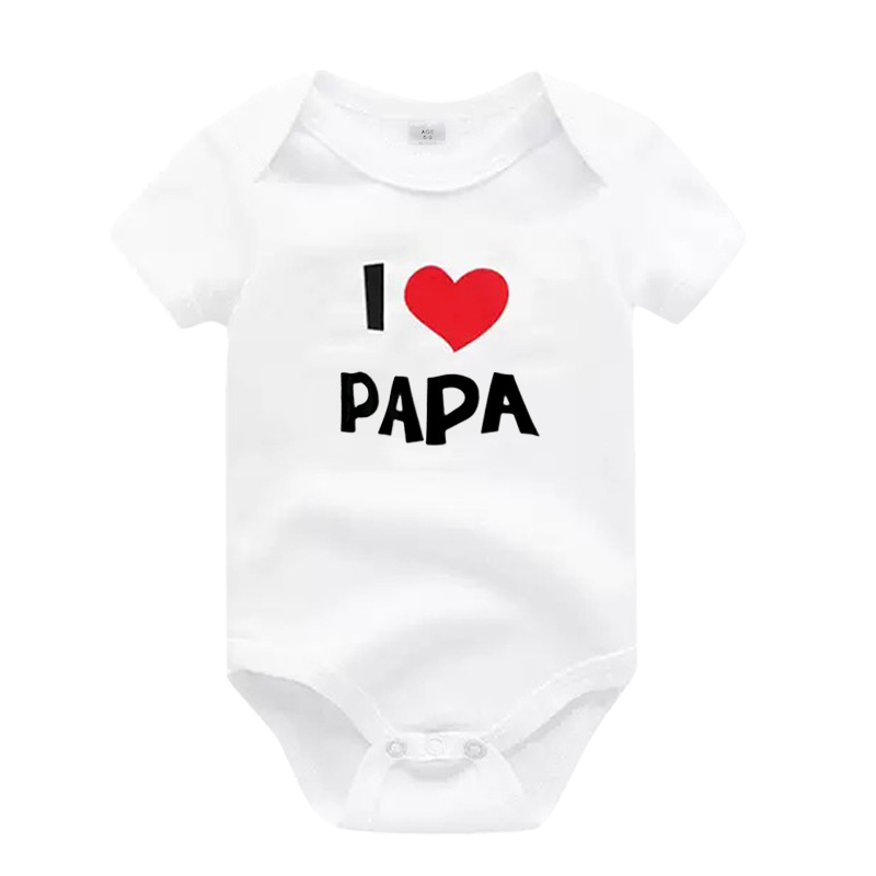 Salopetă pentru nou-născuți din bumbac 100% cu imprimeu, Clasa A, unisex, mâneci scurte, model potrivire părinte-copil cu inimă