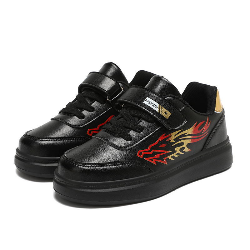 Čierne detské bežecké tenisky s plochou podrážkou, na suchý zips, unisex