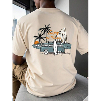 Ανδρικό κοντομάνικο T‑shirt από 100% βαμβάκι, καλοκαιρινό casual με στρογγυλό λαιμό, άνετη γραμμή, μονόχρωμο.