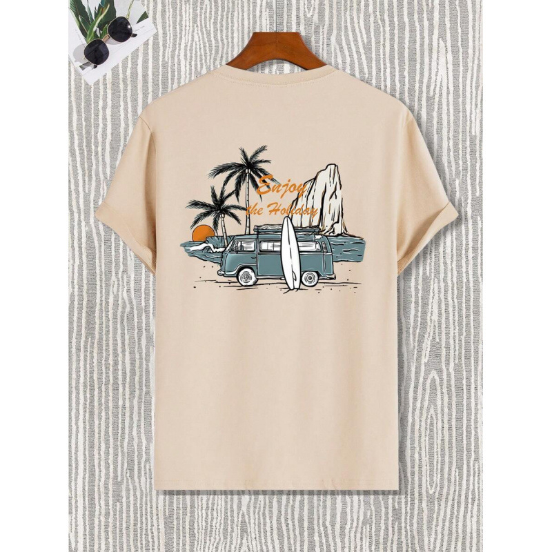 Ανδρικό κοντομάνικο T‑shirt από 100% βαμβάκι, καλοκαιρινό casual με στρογγυλό λαιμό, άνετη γραμμή, μονόχρωμο.