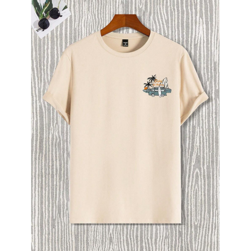 Ανδρικό κοντομάνικο T‑shirt από 100% βαμβάκι, καλοκαιρινό casual με στρογγυλό λαιμό, άνετη γραμμή, μονόχρωμο.