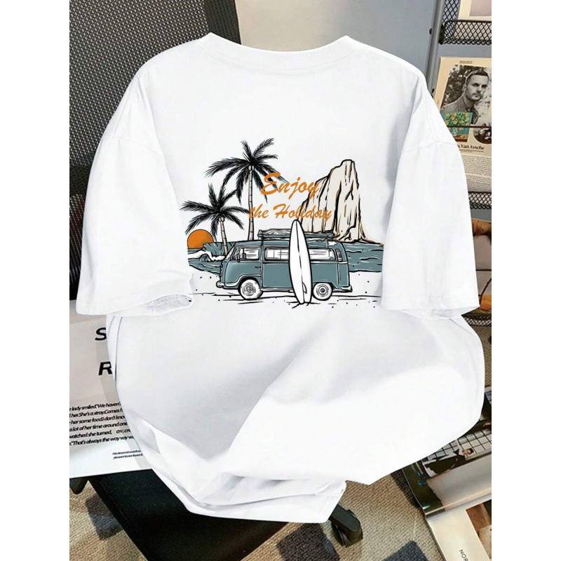 Ανδρικό κοντομάνικο T‑shirt από 100% βαμβάκι, καλοκαιρινό casual με στρογγυλό λαιμό, άνετη γραμμή, μονόχρωμο.