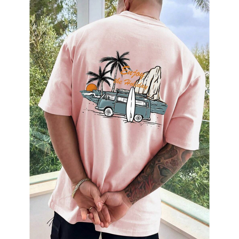 Ανδρικό κοντομάνικο T‑shirt από 100% βαμβάκι, καλοκαιρινό casual με στρογγυλό λαιμό, άνετη γραμμή, μονόχρωμο.