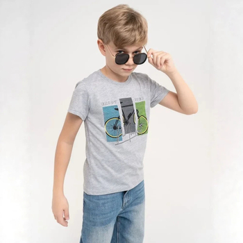 Παιδικό βαμβακερό T-shirt με τύπωμα ποδηλάτου, απλός και στυλάτος σχεδιασμός, κοντό μανίκι, στρογγυλός λαιμός, άνετο