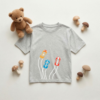 Παιδικό βαμβακερό T‑shirt με εκτύπωση αυτοκινήτου, στρογγυλή λαιμόκοψη, κοντά μανίκια, καλοκαίρι 2026