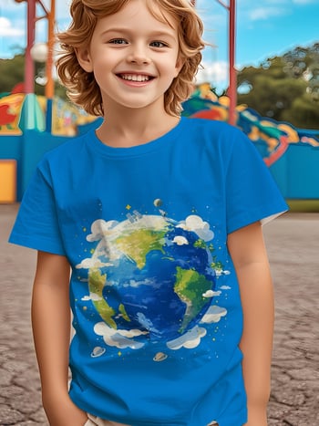 Παιδικό T‑shirt με 3D ψηφιακή εκτύπωση, στρογγυλός λαιμός, κοντά μανίκια, καλοκαίρι