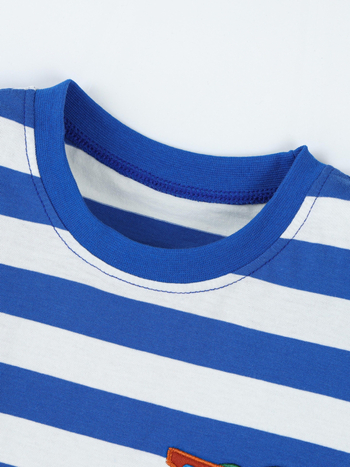 Παιδικό καλοκαιρινό κοντομάνικο T‑shirt με κέντημα κροκοειδούς, στρογγυλός λαιμός, δυτικό στυλ