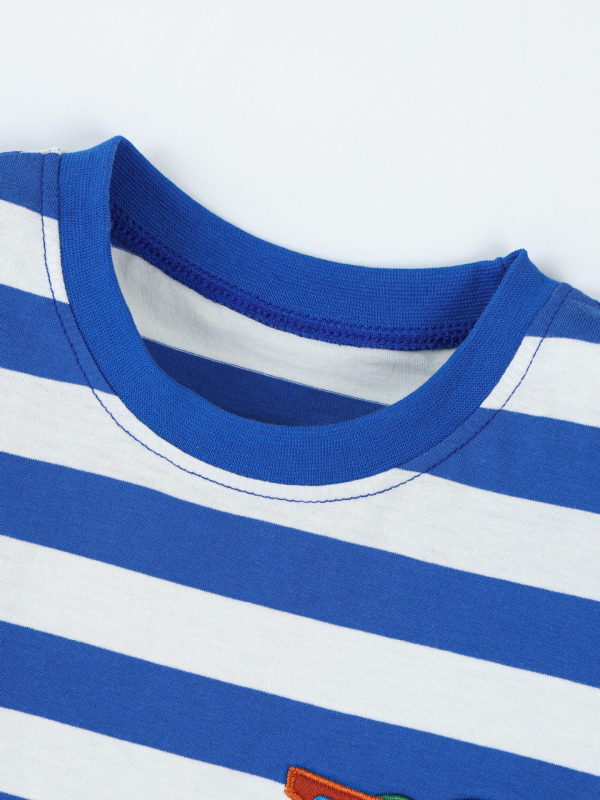 Παιδικό καλοκαιρινό κοντομάνικο T‑shirt με κέντημα κροκοειδούς, στρογγυλός λαιμός, δυτικό στυλ