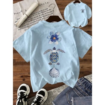 Tricou din bumbac cu mâneci scurte, imprimeu minimalist, ținută zilnică casual pentru femei, mai multe modele