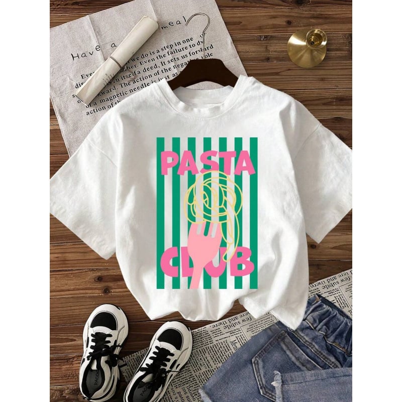 Tricou din bumbac cu mâneci scurte, imprimeu minimalist, ținută zilnică casual pentru femei, mai multe modele