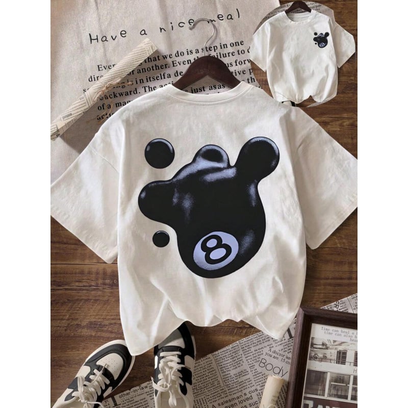 Tricou din bumbac cu mâneci scurte, imprimeu minimalist, ținută zilnică casual pentru femei, mai multe modele