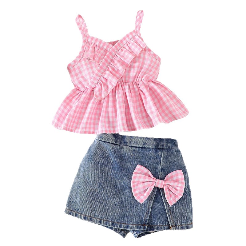 Set de vară pentru fetițe, două piese: top cu glugă și mâneci scurte și pantaloni scurți, material moale din amestec de bumbac, culoare solidă, 1-3 ani