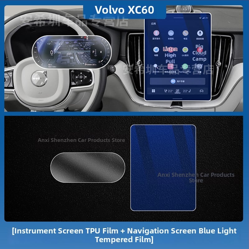 Volvo XC60 Ochranná fólia pre centrálny displej a prístrojovú dosku, TPU fólia pre interiér vozidla