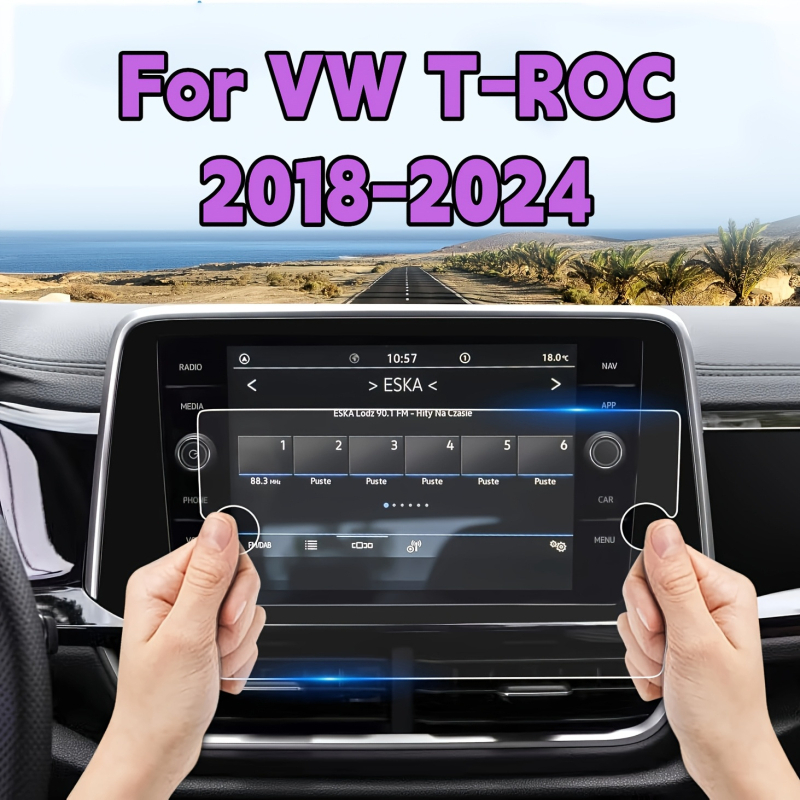 8-palcový PET flexibilný ochranný film na navigačný displej s plným krytím pre Volkswagen T-Roc (2018–2024)