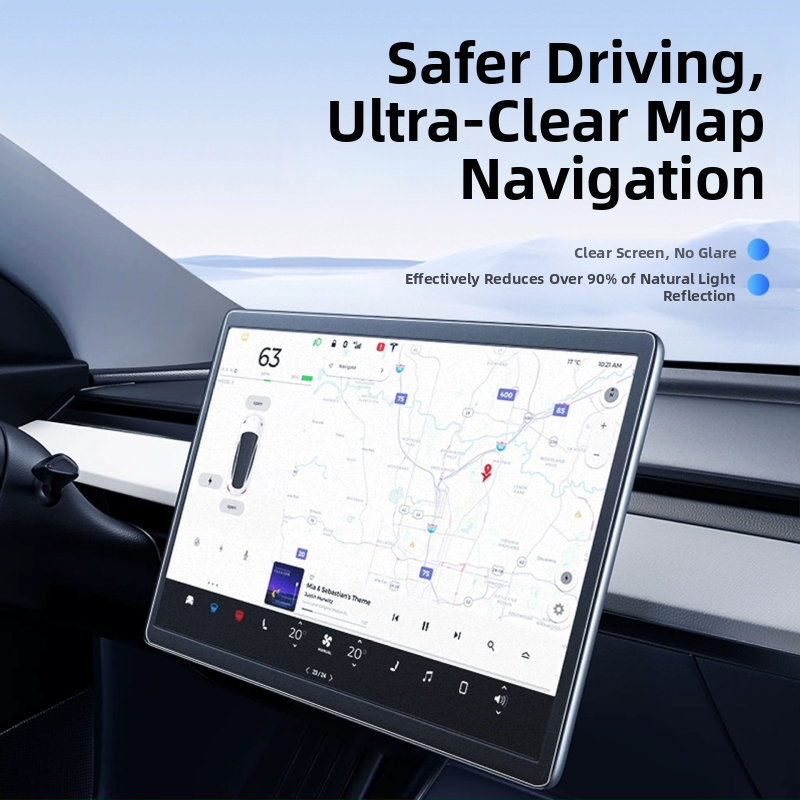Ochranné sklo obrazovky centrálnej konzoly Tesla Model 3 pre displeje Y/X/S – proti odtlačkom prstov a proti oslneniu