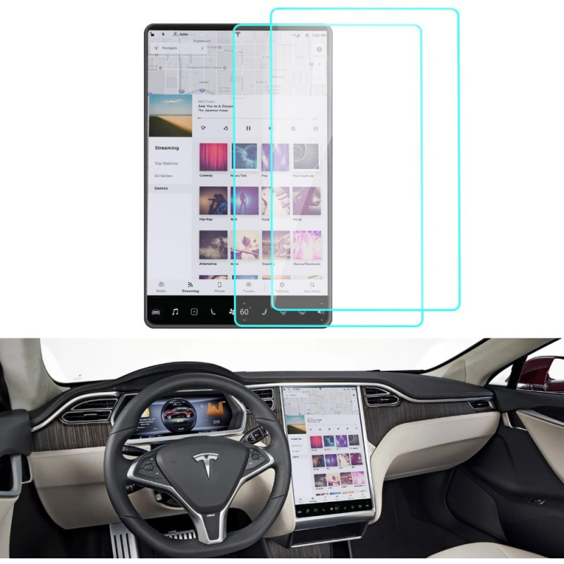 Tesla Model 3 középkonzol kijelzővédő fólia Y/X/S kijelzőkre – ujjlenyomat-mentes és tükröződésmentes
