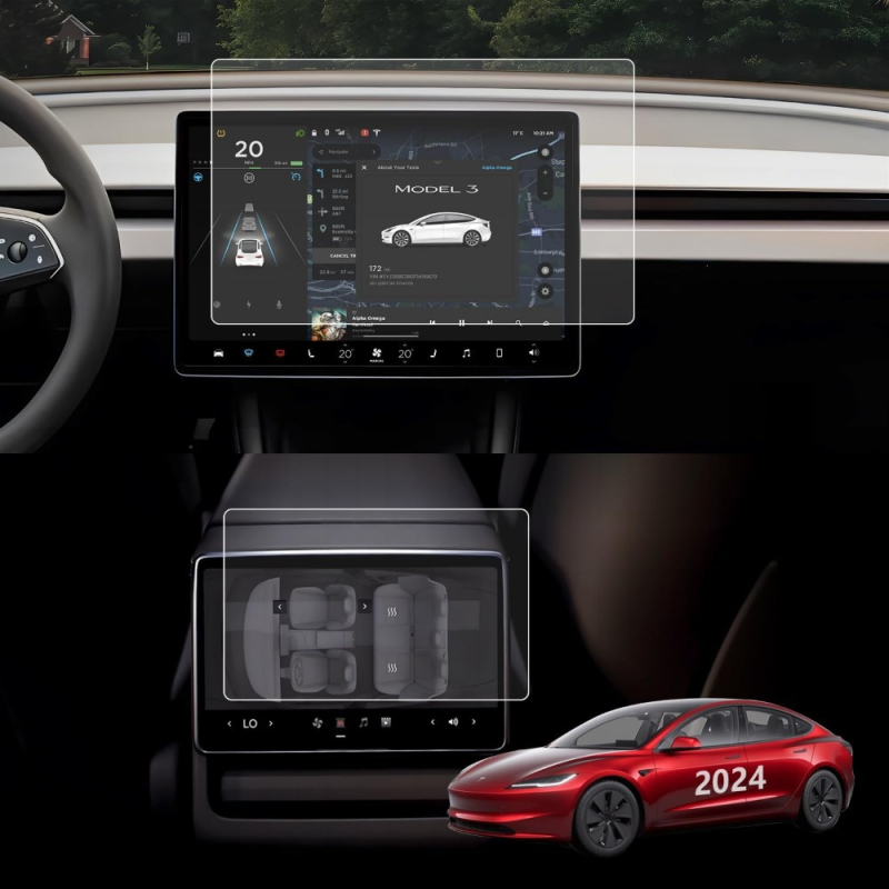Tesla Model 3 középkonzol kijelzővédő fólia Y/X/S kijelzőkre – ujjlenyomat-mentes és tükröződésmentes