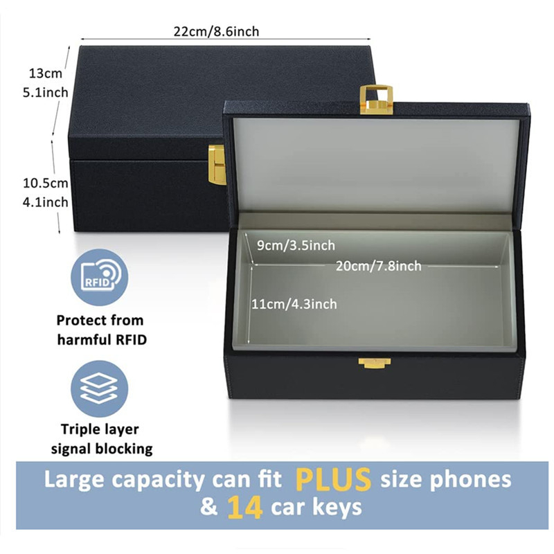 Cutie Faraday de mari dimensiuni pentru chei auto, protecție RFID, anti-furt și anti-magnetism