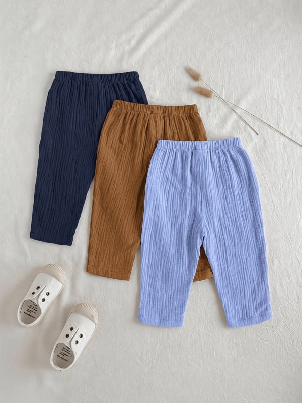 Set de pantaloni pentru copii, vară, talie elastică, țesătură tricotată ușoară