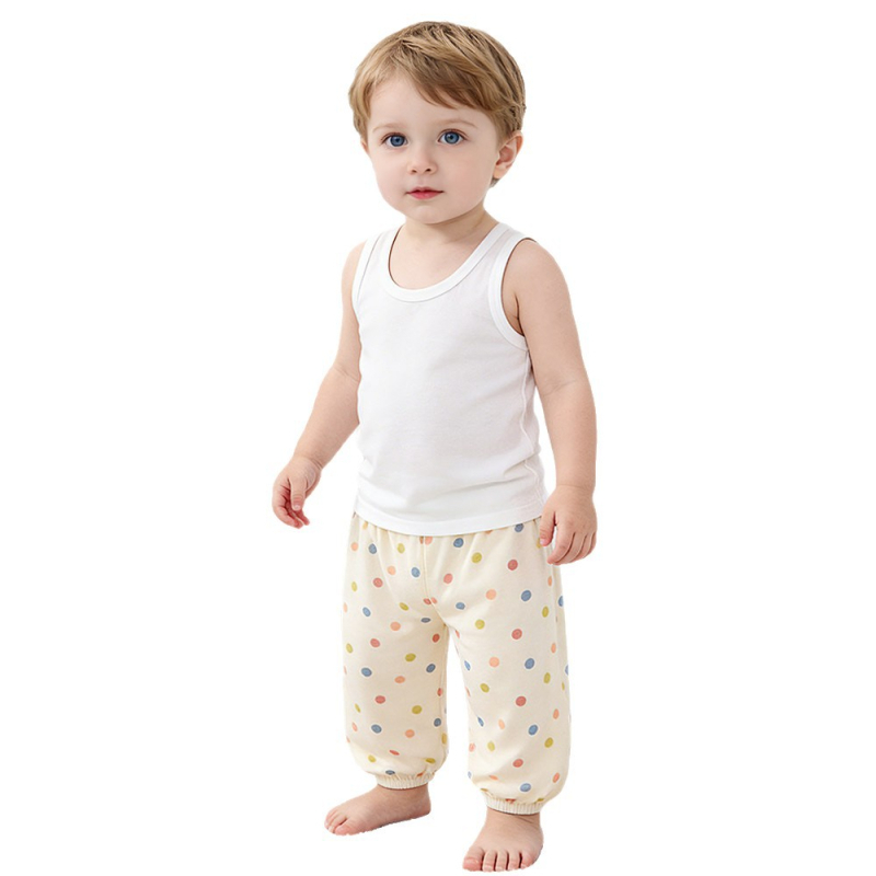 Jingqi Καλοκαιρινά παιδικά παντελόνια, unisex, 100% βαμβάκι, ελαφριά, αντικουνούπια, αναπνεύσιμα, απαλά, casual με μανσέτες