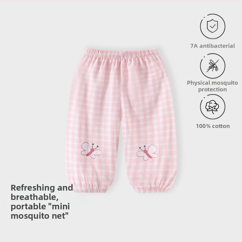 Jingqi letné detské nohavice, unisex, 100% bavlna, ľahké, proti komárom, priedušné, mäkké, voľnočasové