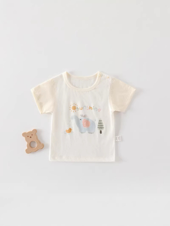 Παιδικό καλοκαιρινό T‑shirt με κοντό μανίκι από 100% βαμβάκι, τύπωμα καρτούν