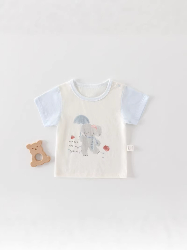 Παιδικό καλοκαιρινό T‑shirt με κοντό μανίκι από 100% βαμβάκι, τύπωμα καρτούν