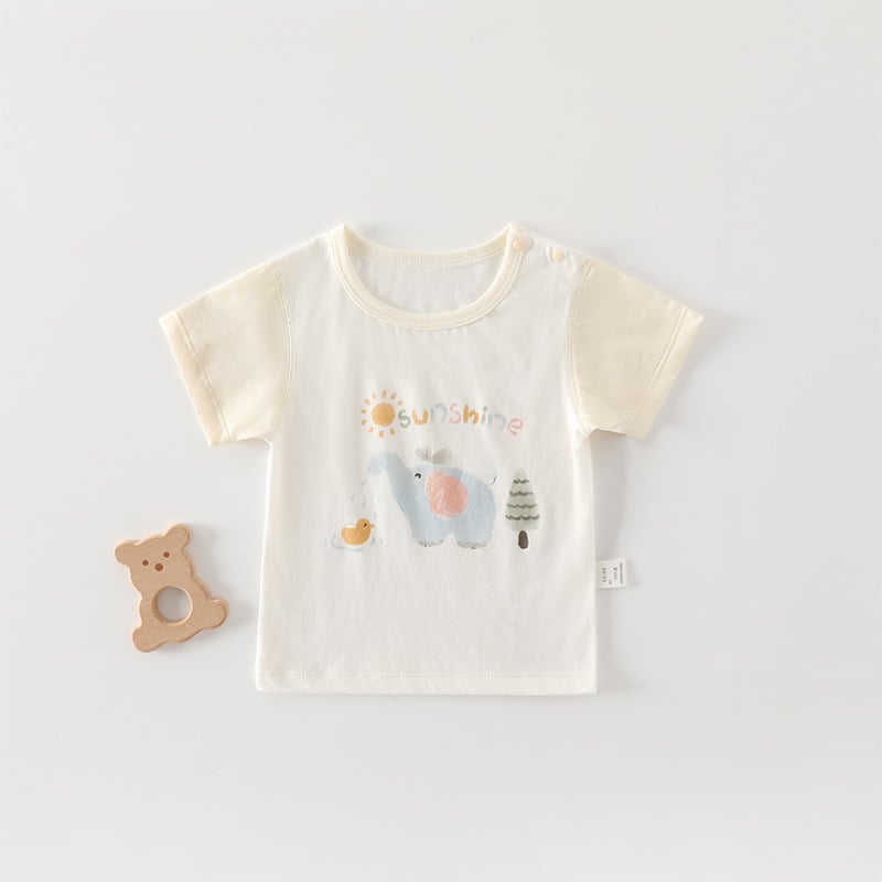 Παιδικό καλοκαιρινό T‑shirt με κοντό μανίκι από 100% βαμβάκι, τύπωμα καρτούν