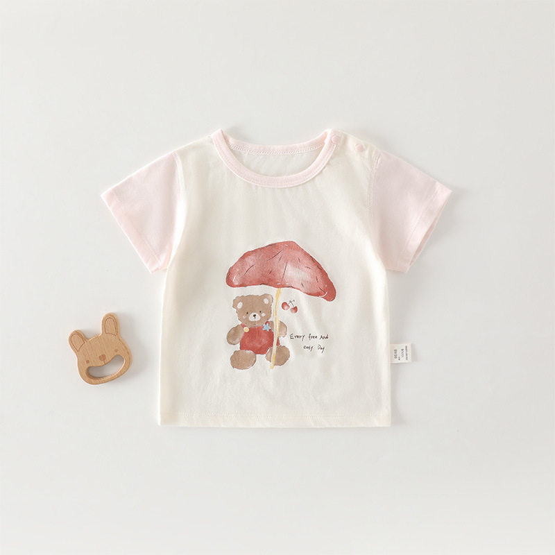 Παιδικό καλοκαιρινό T‑shirt με κοντό μανίκι από 100% βαμβάκι, τύπωμα καρτούν