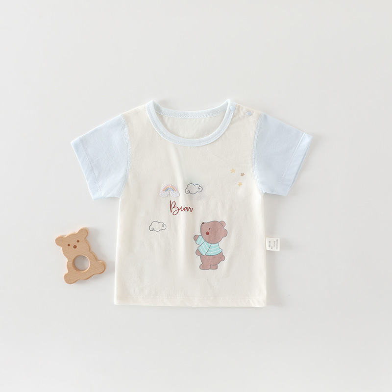 Παιδικό καλοκαιρινό T‑shirt με κοντό μανίκι από 100% βαμβάκι, τύπωμα καρτούν