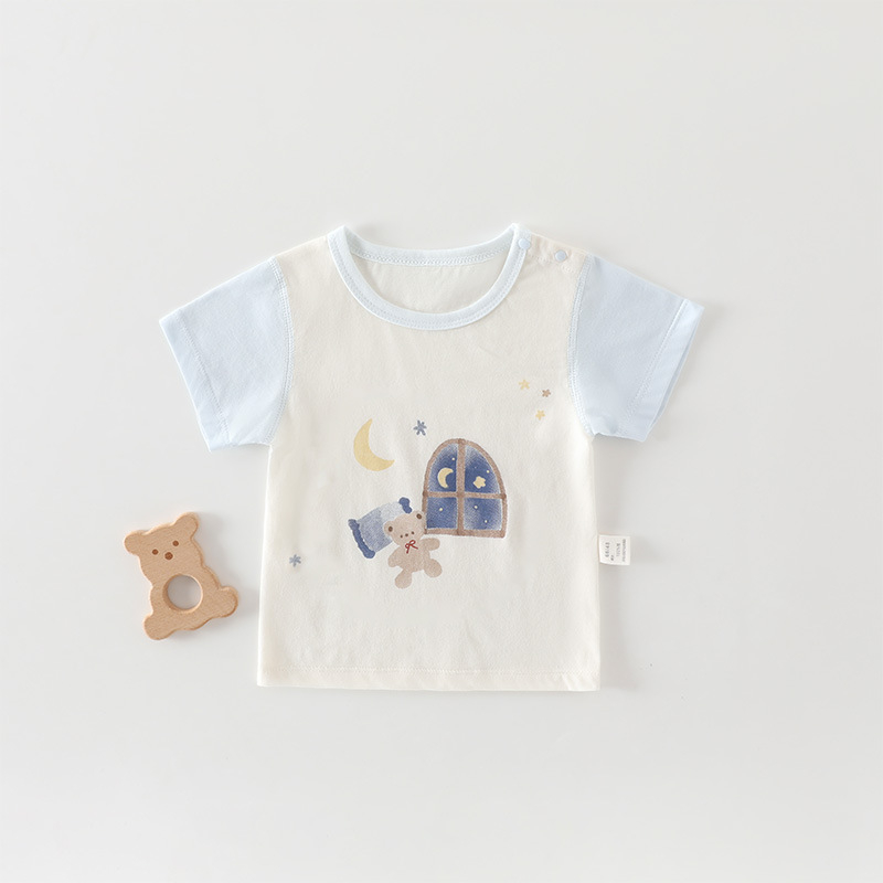 Παιδικό καλοκαιρινό T‑shirt με κοντό μανίκι από 100% βαμβάκι, τύπωμα καρτούν