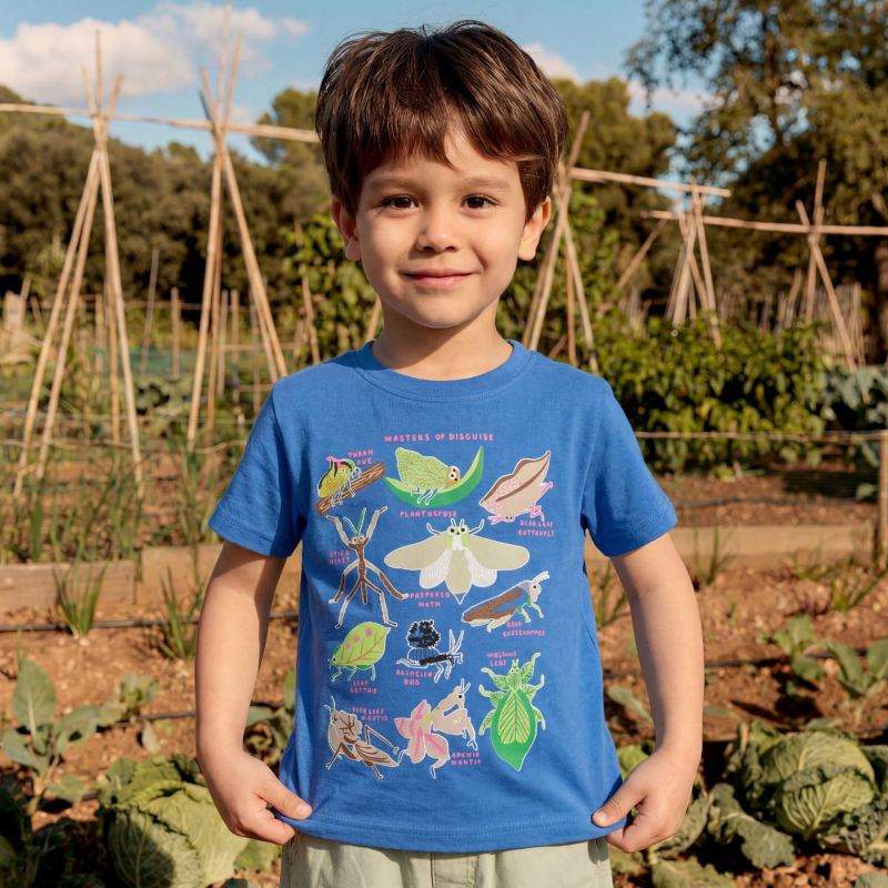Παιδικό κοντομάνικο T‑shirt με στρογγυλό λαιμό, χαριτωμένο σχέδιο με κινούμενα σχέδια