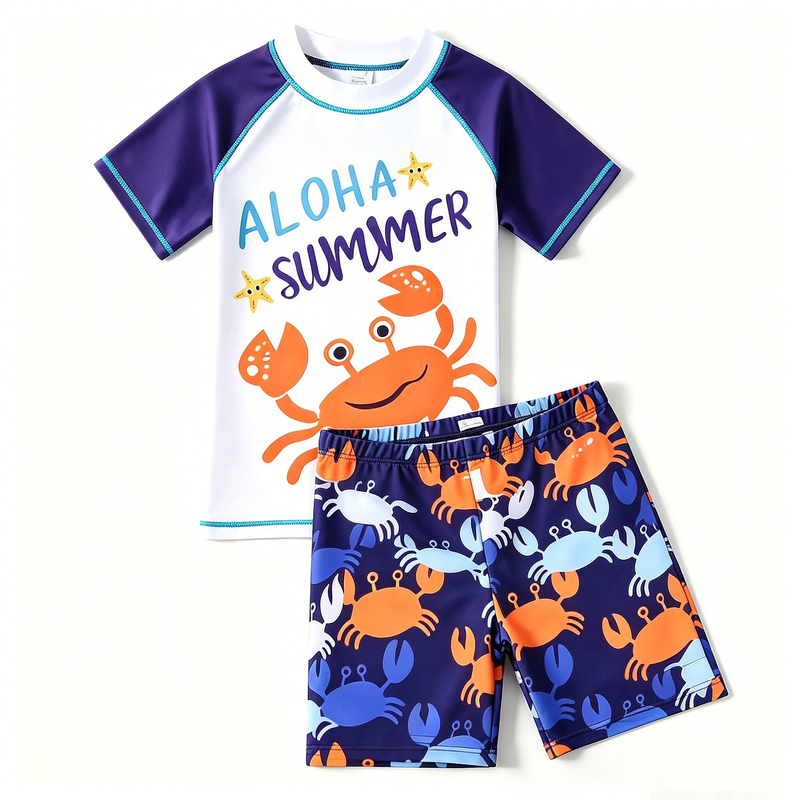 Set de costume de baie pentru copii, pentru băieți cu vârsta cuprinsă între 3-6-12 ani, în stil desen animat, costum de baie de vară pentru copii mici