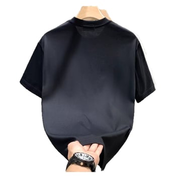 Stil matur și sofisticat, tricou cu mânecă scurtă cu cer înstelat și cristale, croială lejeră, ușor modern, top bărbătesc, 2024