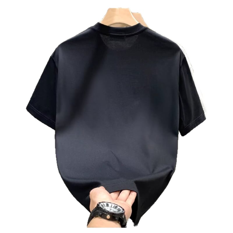 Stil matur și sofisticat, tricou cu mânecă scurtă cu cer înstelat și cristale, croială lejeră, ușor modern, top bărbătesc, 2024