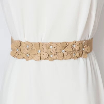 Curea subțire pentru femei cu cristale în stil coreean, curea elastică universală, accesoriu la modă pentru o rochie drăguță de vară cu o floare mică