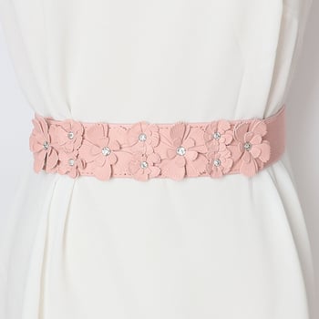 Curea subțire pentru femei cu cristale în stil coreean, curea elastică universală, accesoriu la modă pentru o rochie drăguță de vară cu o floare mică
