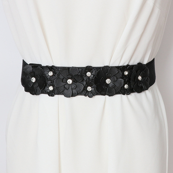 Curea subțire pentru femei cu cristale în stil coreean, curea elastică universală, accesoriu la modă pentru o rochie drăguță de vară cu o floare mică