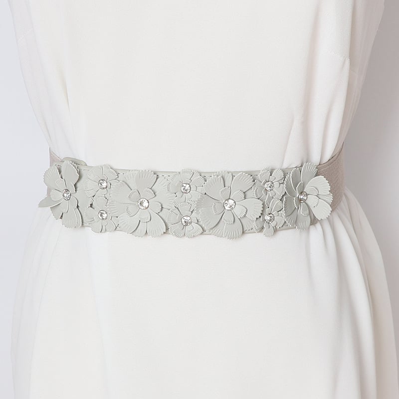 Curea subțire pentru femei cu cristale în stil coreean, curea elastică universală, accesoriu la modă pentru o rochie drăguță de vară cu o floare mică