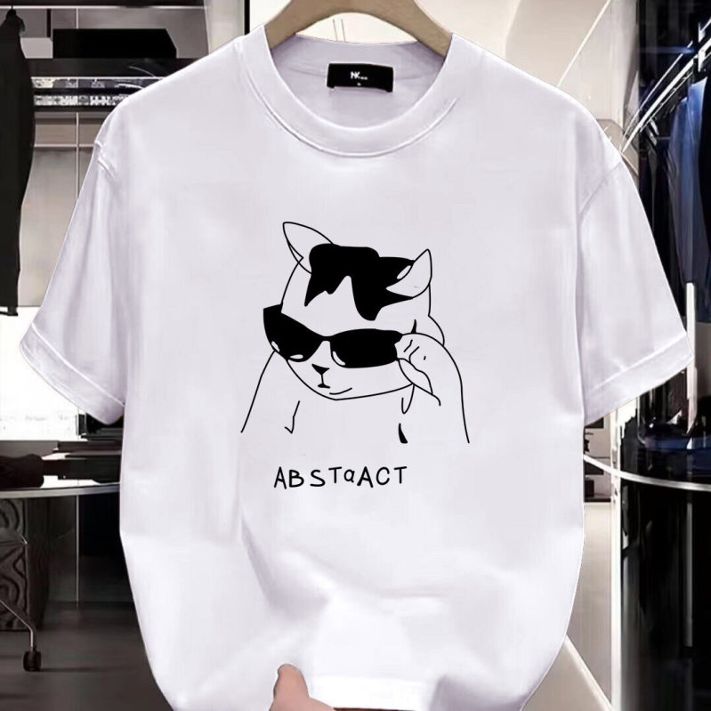 Тениска Party Cat за любители на котки – забавен принт, ежедневна памучна къс ръкав