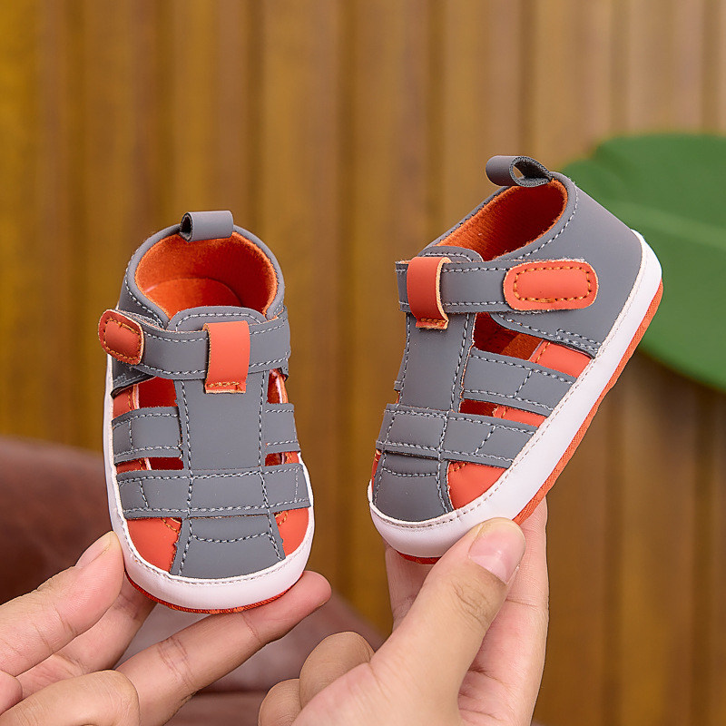 Ljetne bebi sandale za 0–12 mjeseci, zatvoren vrh, mekana potplata, prozračan dizajn, sandale za hodanje, unisex