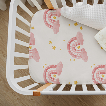 Set posteljine za bebu s elastičnim navlakom madraca od Milk-Silk, mekani dječji krevet, cvjetni dezen, 4 komada, 82×41×8 cm