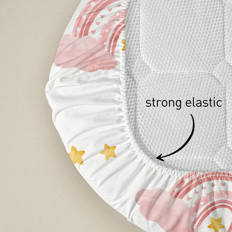Set posteljine za bebu s elastičnim navlakom madraca od Milk-Silk, mekani dječji krevet, cvjetni dezen, 4 komada, 82×41×8 cm