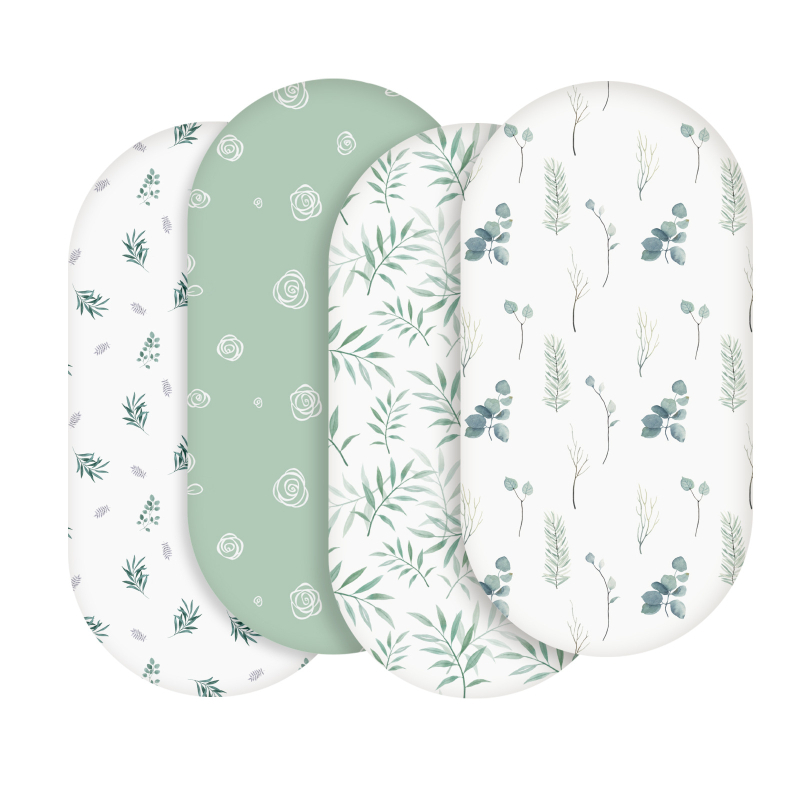 Set posteljine za bebu s elastičnim navlakom madraca od Milk-Silk, mekani dječji krevet, cvjetni dezen, 4 komada, 82×41×8 cm
