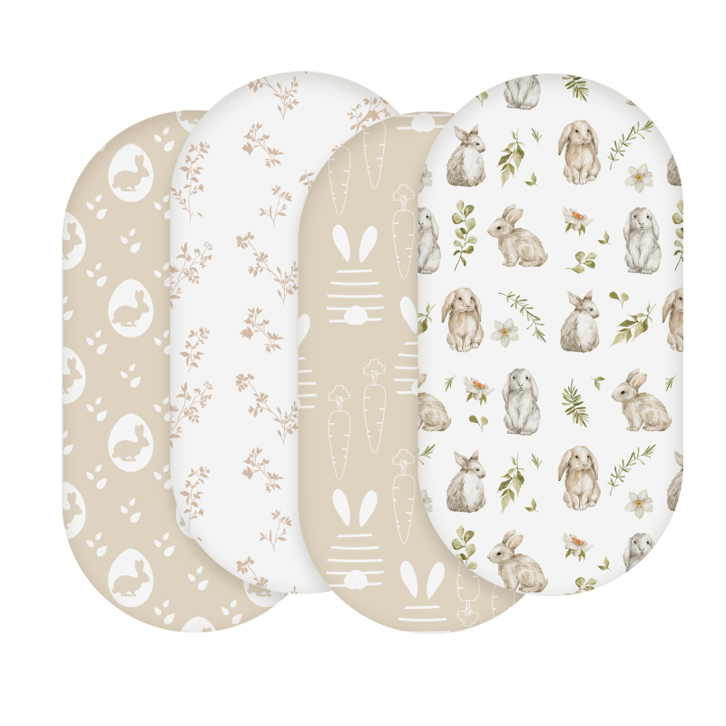 Set posteljine za bebu s elastičnim navlakom madraca od Milk-Silk, mekani dječji krevet, cvjetni dezen, 4 komada, 82×41×8 cm