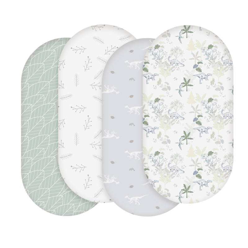 Set posteljine za bebu s elastičnim navlakom madraca od Milk-Silk, mekani dječji krevet, cvjetni dezen, 4 komada, 82×41×8 cm