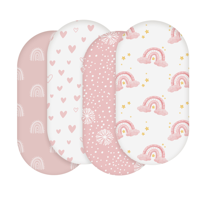 Set posteljine za bebu s elastičnim navlakom madraca od Milk-Silk, mekani dječji krevet, cvjetni dezen, 4 komada, 82×41×8 cm
